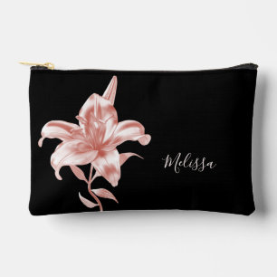 Bolsito Accesorio Pequeño Rosa Dorado Lirio Negro   Tu Nombre