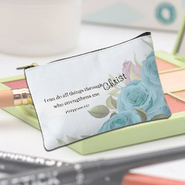 Bolsito Accesorio Pequeño Rosas Azules Personalizadas Basadas en la Fe