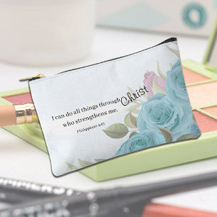 Bolsito Accesorio Pequeño Rosas Azules Personalizadas Basadas en la Fe