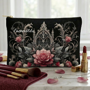Bolsito Accesorio Pequeño Rosas góticas personalizadas Floral Maquillaje Cos