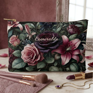 Bolsito Accesorio Pequeño Rosas góticas personalizadas Floral Maquillaje Cos