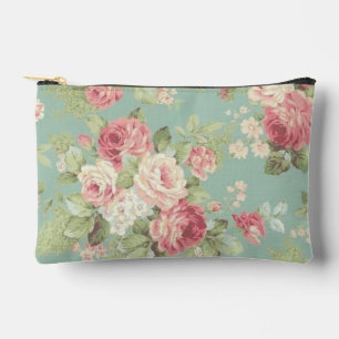 Bolsito Accesorio Pequeño Rosas repollo rosadas sobre fondo aqua