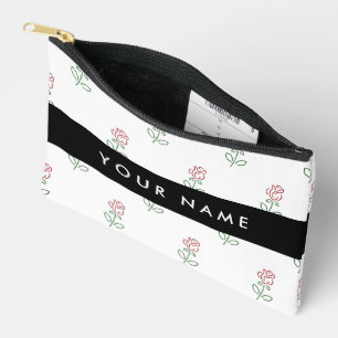 Bolsito Accesorio Pequeño Rosas Rojas, Patrón De Rosas, Tu Nombre