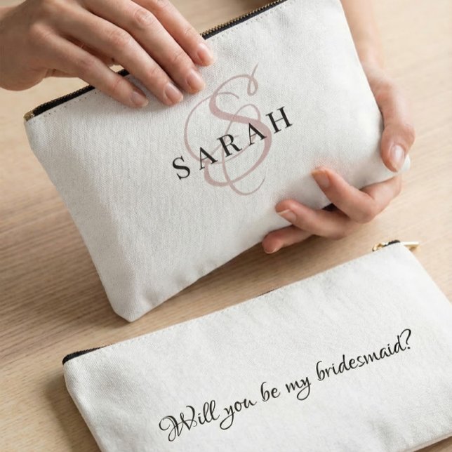 Bolsito Accesorio Pequeño Rose Cute Monogram Personalized Bridesmaid Gift (Subido por el creador)