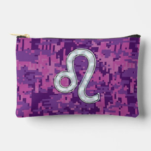 Bolsito Accesorio Pequeño Rótulo Leo en Camuflaje Digital de la Fuchsia Rosa