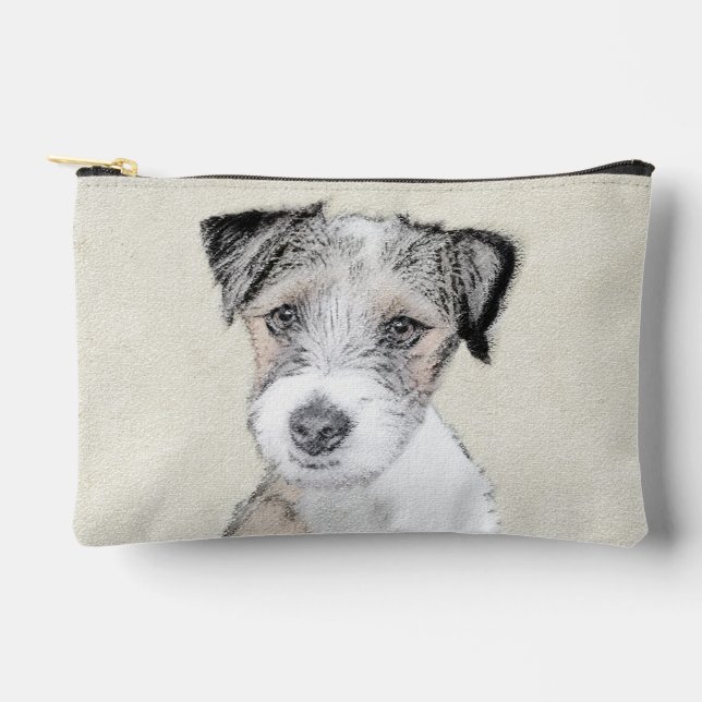 Bolsito Accesorio Pequeño Russell Terrier Pintando Rough Original Dog Art (Anverso)