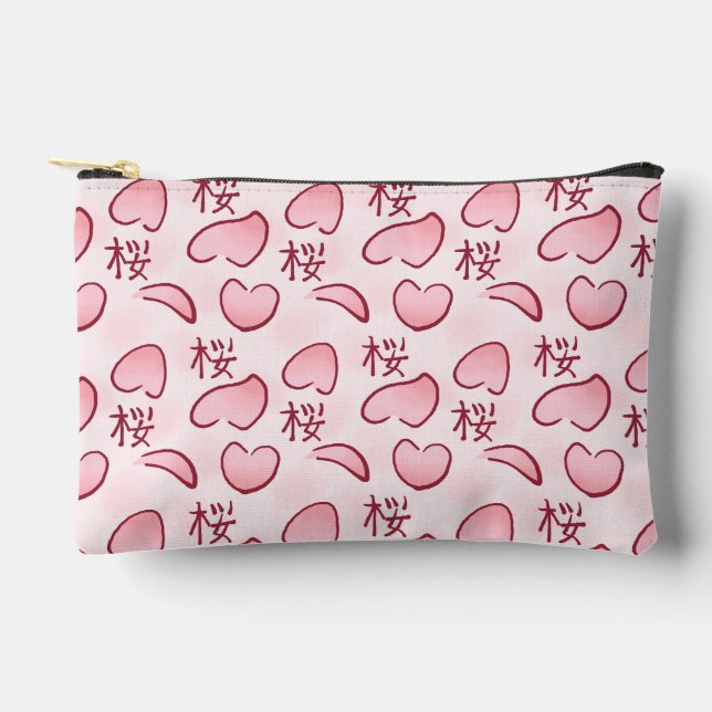 Bolsito Accesorio Pequeño Sakura Petals with Kanji (Anverso)
