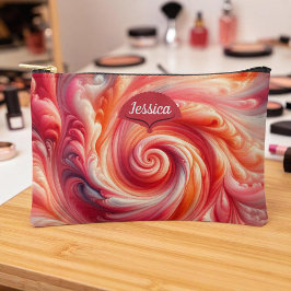 Bolsito Accesorio Pequeño Salmon Pink Modern Abstract Swirling