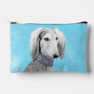 Bolsito Accesorio Pequeño Saluki Pintura Plata Feathered Original Perro Arte