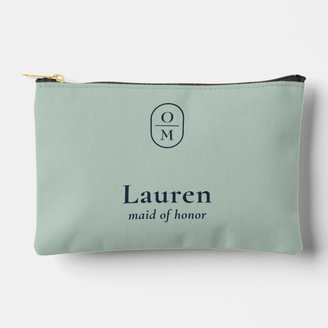 Bolsito Accesorio Pequeño Seafoam Green | Wedding Monogram Bridesmaid Gift  (Anverso)