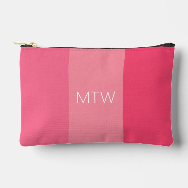 Bolsito Accesorio Pequeño Sencillas bandas rosadas Nombre blanco (Anverso)