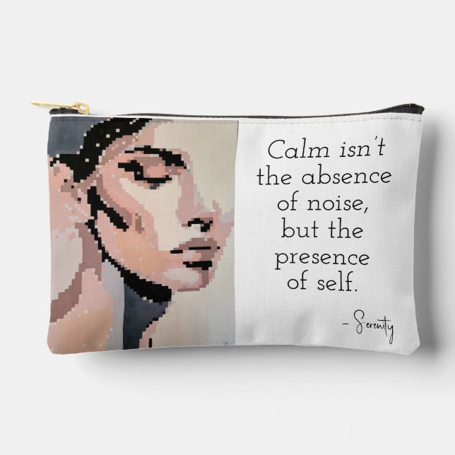 Bolsito Accesorio Pequeño Serenidad Retrato de Arte Pixel Neutral Moderno (Anverso)