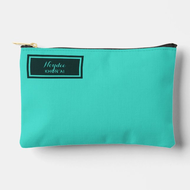 Bolsito Accesorio Pequeño Serio Clásico Minimal Simple Turquesa (Anverso)