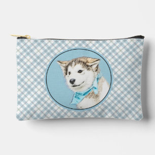Bolsito Accesorio Pequeño Siberian Husky Puppy Pintando Arte De Perro Rojo D