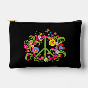 Bolsito Accesorio Pequeño Signo de paz floral en negro