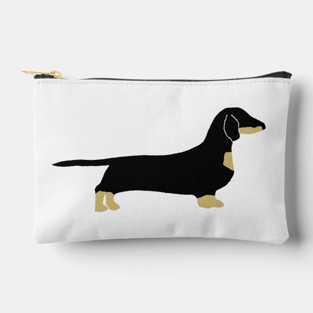 Bolsito Accesorio Pequeño silueta dachshund negra y tostana (Anverso)