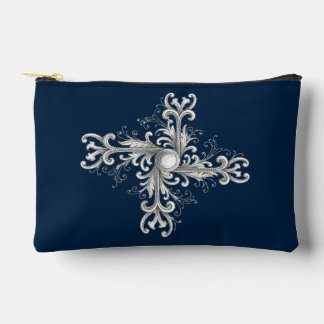 Bolsito Accesorio Pequeño Silver Filigree Pearl Quatrefoil