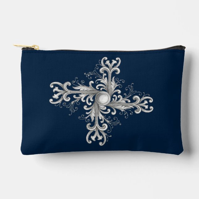 Bolsito Accesorio Pequeño Silver Filigree Pearl Quatrefoil (Anverso)