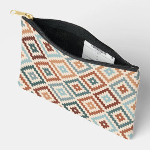 Bolsito Accesorio Pequeño Símbolo azteca de bloque Big Ptn Teals Crm Terraco