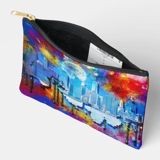 Bolsito Accesorio Pequeño SlipperyJoe NYC luna de grafiti rodeada de agitaci (Abierto)