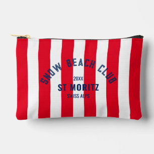 Bolsito Accesorio Pequeño Snow Beach Club Red Cabana Stripe Winter