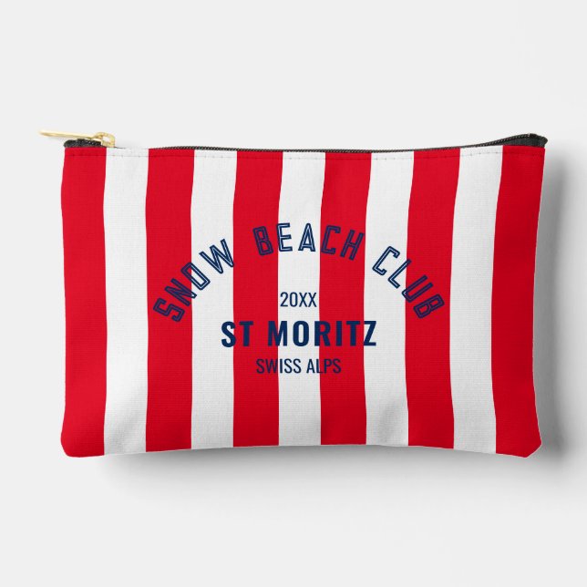 Bolsito Accesorio Pequeño Snow Beach Club Red Cabana Stripe Winter (Anverso)