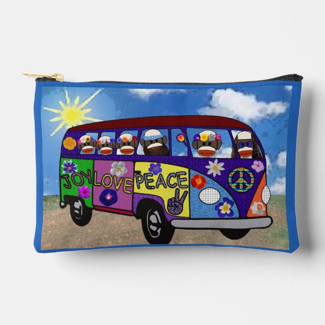 Bolsito Accesorio Pequeño Sock Monkey Peace Bus (Anverso)