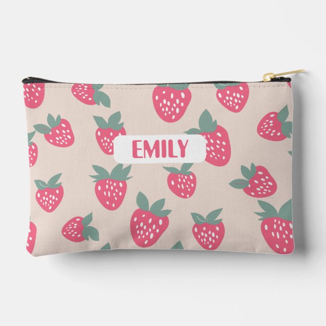 Bolsito Accesorio Pequeño Strawberry Pencil Case with Name (Reverso )