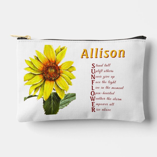 Bolsito Accesorio Pequeño Sunflower Positive Encouragement Cosmetic Bag (Anverso)