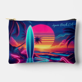 Bolsito Accesorio Pequeño Sunset Surfboard Neon Lights Zipned Pouch