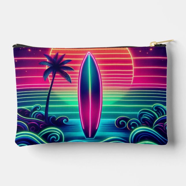 Bolsito Accesorio Pequeño Surfing the Neon Sunset Zipned Pouch (Reverso )