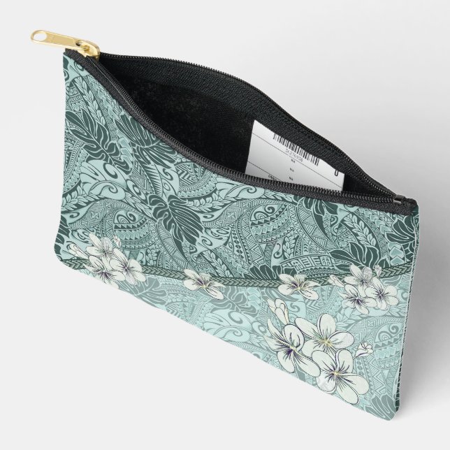 Bolsito Accesorio Pequeño Tapa hawaiana tradicional y puf. pequeña Plumeria (Abierto)