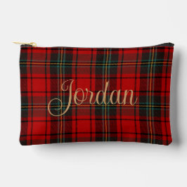 Bolsito Accesorio Pequeño Tartan Escocés Rojo Patrimonio Nombre Personalizab