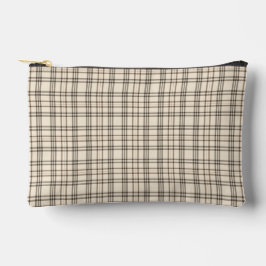 Bolsito Accesorio Pequeño Tartan Fino Marrón y Beige Neutro