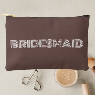 Bolsito Accesorio Pequeño Taupe Modern Typography Bridesmaid