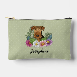 Bolsito Accesorio Pequeño Terrier Airedale Con Flores Coloridas Y Nombre