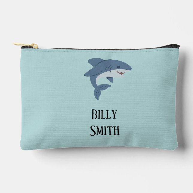 Bolsito Accesorio Pequeño Tiburón azul chiflado personalizado (Anverso)