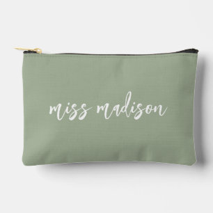 Bolsito Accesorio Pequeño Tinte Verde Personalizado Nombre de la Profesora E