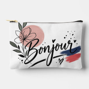 Bolsito Accesorio Pequeño Tipografía floral Bonjour linda