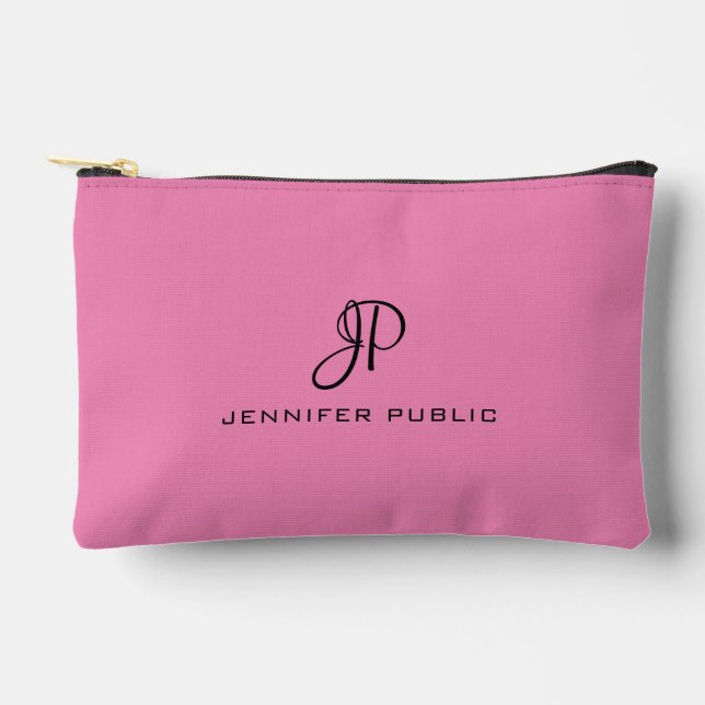 Bolsito Accesorio Pequeño Tipografía Monograma Plantilla Elegante Rosa Sólid (Anverso)