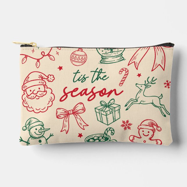 Bolsito Accesorio Pequeño Tis the Season - Christmas Doodle (Anverso)