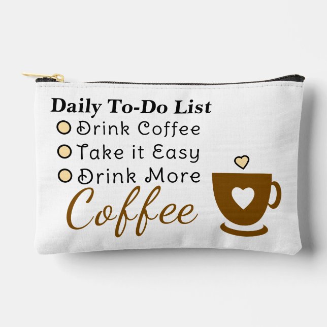 Bolsito Accesorio Pequeño To-do list coffee lovers white brown (Anverso)