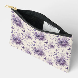 Bolsito Accesorio Pequeño Toile de flores mariposas francesas púrpura
