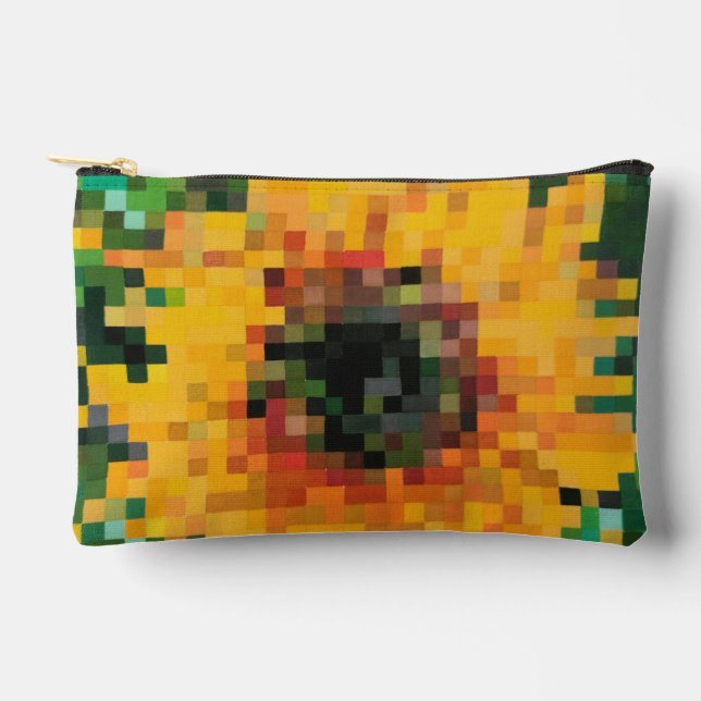 Bolsito Accesorio Pequeño Tournesol Pixel Art Floral Lumineux (Anverso)