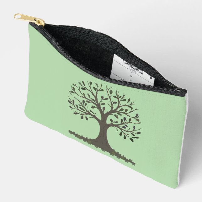 Bolsito Accesorio Pequeño 🌳 Tree of Life Accessory Pouch - Green & White (Abierto)