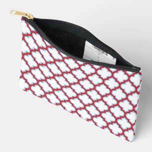 Bolsito Accesorio Pequeño Trellis blanca y roja, Entramado, Quatrefoil