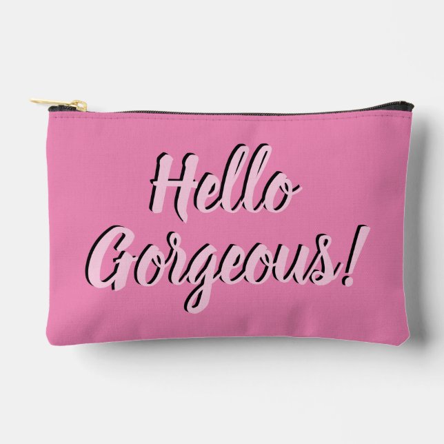 Bolsito Accesorio Pequeño Trendy Hello Gorgeous Girly Pink (Anverso)