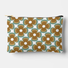 Bolsito Accesorio Pequeño Trendy Teal Caramel Retro Groovy Flowers Seamless