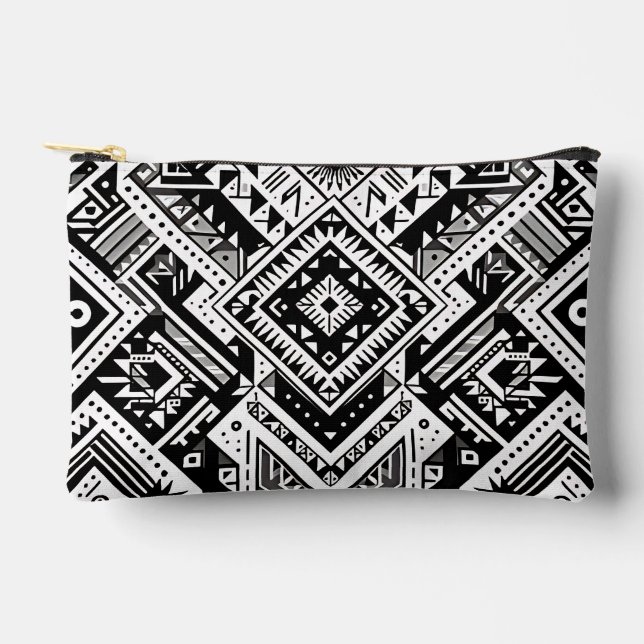 Bolsito Accesorio Pequeño Tribal monocromo- negrita simetría en negro (Anverso)