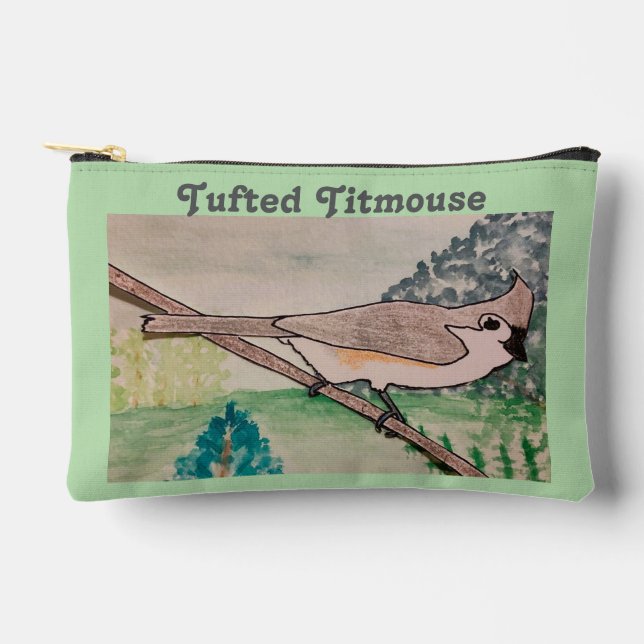 Bolsito Accesorio Pequeño Tufted Titmouse Pale Green (Anverso)